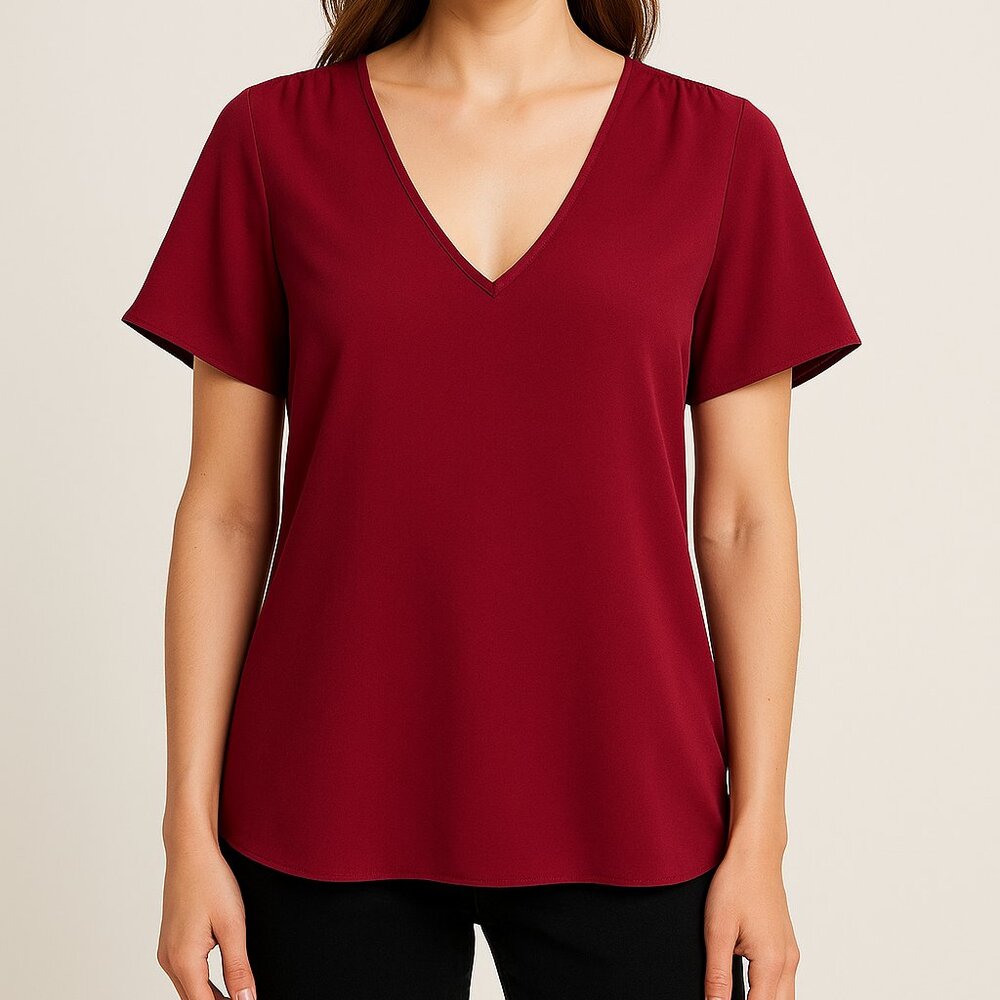 Michael Kors Women’s V-Neck Short Sleeve Blouse – Size M (Polished‎ Collection)